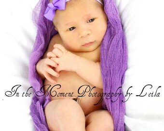 Lavender Newborn Headband - 2 in. Bitty Bow on an Elastic Headband - Girls Hair Bows - Baby Headband