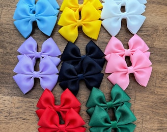YOU PICK Pigtail Hair Bows, Set of 2 3 inch Bows, Hair Bow Sets, Piggy Bows, Girls Hair Clips, Toddler Bows