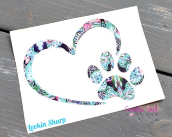 Heart and Paw Decal ~ Yeti Decal ~ Lilly Car Decal ~ Lilly Decal ~ Lilly Sticker