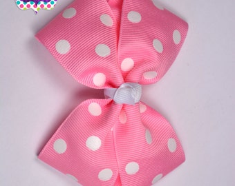 Różowy z białymi Polka punktów Bow Band-łuk na elastyczny pałąk dziecka niemowląt dziecko-łuki włosów dziewcząt