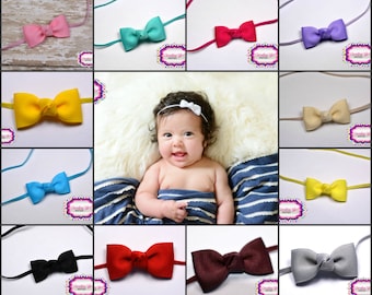 CHOOSE 5 baby bow headband for newborns, infant girl headbands, toddler girl hair accessories, tiny bow, coming home outfit