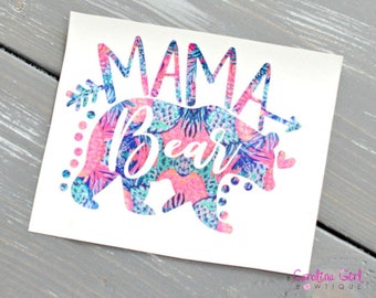 Mama Bear Decal, Car Stickers, Yeti Cup Monogram, Vinyl Stickers