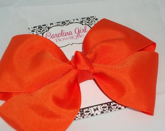 6 in. Orange Hair Bow - XL Hair Bow - Big Hair Bows - Girl Hair Bows