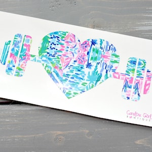 Barbell and Heart Decal ~ Yeti Decal ~ Lilly Car Decal ~ Lilly Decal ~ Lilly Sticker