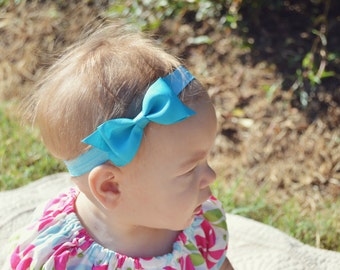 Turquoise Tuxedo Bow Headband  ~ 3.5" Hairbow ~ Small Hair Bow ~ Girls Headband ~ Toddler Bow ~ Baby Hair Bow ~ Hair Clip ~ Girls Hair Bow