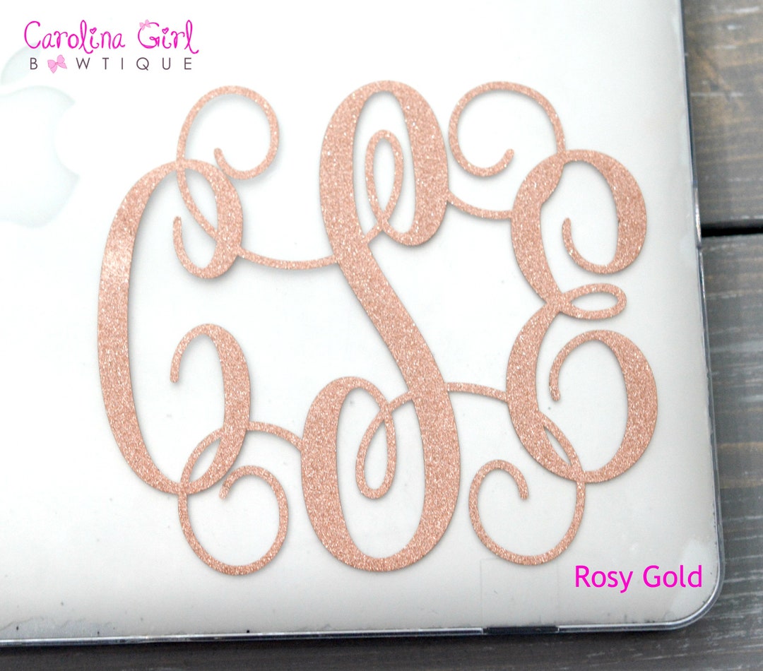 Custom Glitter Vine Monogram Decal for Car Window Sticker, Personalized ...