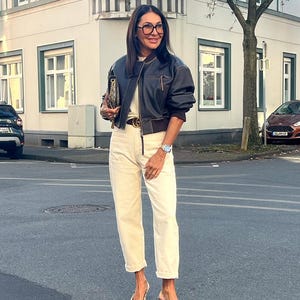 90er Jahre Damen Lederjacke, Vintage Braune Leder Bomberjacke, Kurze Bomberjacke, Distressed Braune Lederjacke