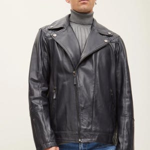Genuine Black Leather Biker Jacket For Men - Handmade Black Leather Jacket Men - Classic Leather Black Jacket - Personalized Leather Jacket