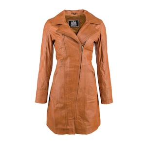 1990&#39;s Vintage Handmade Women Leather Trench Coat Ladies Classic Black Leather Long Coat,Waxed Real leather trench coat Gift For Her