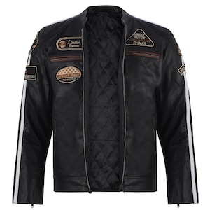 Men&#39;s leather jacket | Soft High-Class Handmade Black Leather Biker Jacket - Real Leather jacket| Moto Jacket - Vintage 80&#39;s Style