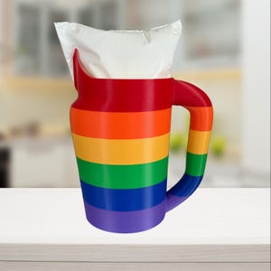Milk Bag Holder Custom Design Made in Canada - Spout Designed for Controlled Pour, Bag Drops Easily, Comfortable Handle (Rainbow)