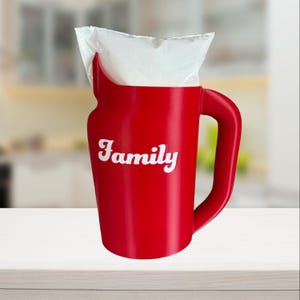 Support pour sac de lait Design personnalisé fabriqué au Canada - Bec verseur conçu pour un versement contrôlé, le sac tombe facilement, poignée confortable (amour de famille)