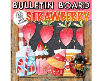 Tablón de anuncios de fresas / Decoración de tablón de anuncios / Decoración de aula de primavera / Temática de fresas / Temática de verano / Decoración preescolar
