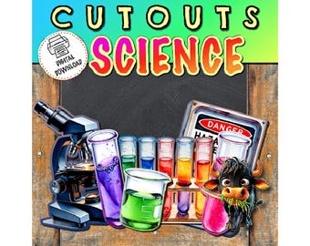 Science Lab Bulletin Board Ausschnitte | Pinnwand Dekor | Wissenschaft Dekor | Tür Dekor | STEM Ausschnitte | Wissenschafts-Thema | Science Fair Dekor