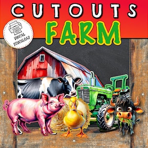 Farm Bulletin Board Cutouts | Bulletin Board Decor | Farm Decor | Door Decor | Farm Animal Cutout | Farm Theme | Horse Cow Pig Chicken Image