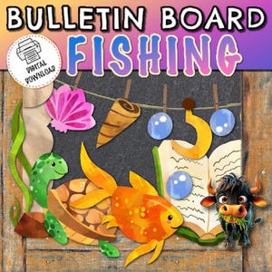 Fish and Reading Bulletin Board | Bulletin Board Decor | Summer Camp Decor | Door Decor | Fish Decor Preschool | Fish Reading Undersea Theme
