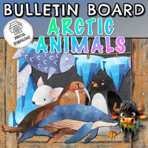 Pinnwand für Tiere der Arktis | Pinnwand Vorschule | Arktisches Tier Klassenzimmer Dekor | Türdekoration | Winter Dekor | Arktis Thema