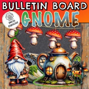 Gnome Bulletin Board | Bulletin Board Decor | Gnome Decor | Door Decor | Woodsy Decor Preschool | Gnome Theme