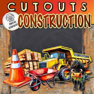 Construction Bulletin Board Cutouts | Bulletin Board Decor | Construction Decor | Door Decor | Construction Theme | Community Helper Cutouts