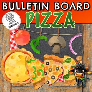 CPicdn Pinnwand-Set Valentinstag Pizza – Dekoration Für Klassenzimmer & Party, Mit Ausschnitten & Aufklebern