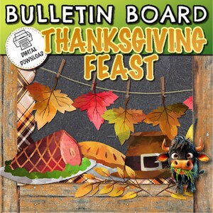 Thanksgiving Feast Bulletin Board | Bulletin Board Decor | Thanksgiving Classroom Decor | Door Decoration | Fall Decor | Thanksgiving Theme