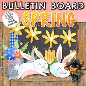 Spring Bulletin Board | Bulletin Board Preschool | Spring Classroom Decor | Door Decoration | Bunny Decor | Bunny Easter Theme