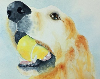 Golden Retriever Art, Golden Retriever Lover, Golden Retriever Gifts, Golden Lover Gifts, Art Print of Golden, Tennis Art, Dog Mom