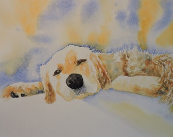 Golden Retriever Art - Golden Retriever Gift - Dog Person - Puppy Art - Pet Art Print - Golden Retriever Print - Dog Nursery Art