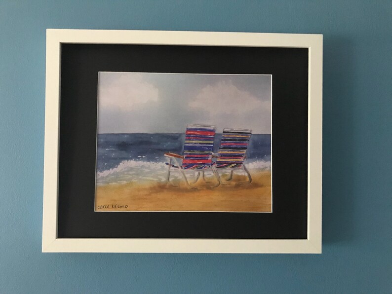 Coastal Wall Art Ocean Wall Art Coastal Print Coastal Beach Decor Beach House Wall Art Beach Chairs on the Jersey Shore image 2