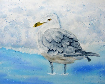 Seagull on the Beach - Beach House - Seagull Art Print - Beach Seagull - Coastal Decor - Ocean Wall Art - Seashore Decor - Seashore Art