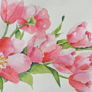 Tulip Art - Garden Art Gift - Tulip Art Print - Tulip Painting - Flower Lover - Pink Flower Watercolor - Valentines Day Gift for Wife