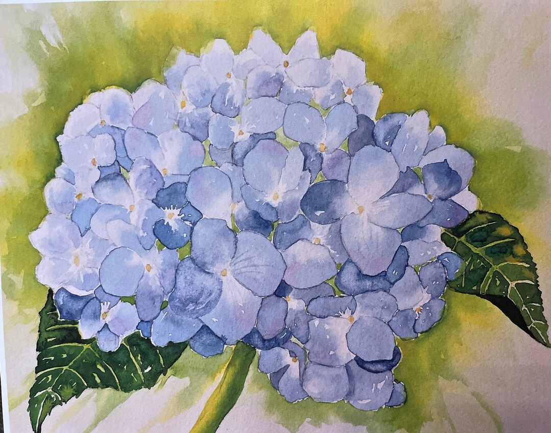 Hydrangea Wall Art Hydrangea Watercolor Blue Hydrangea Etsy