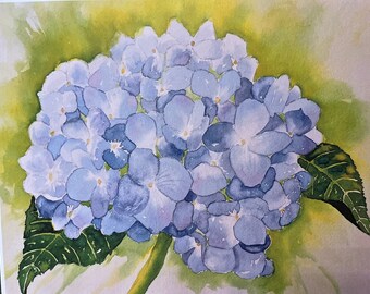 Hydrangea Wall Art, Hydrangea Watercolor, Blue Hydrangea, Flower Art, Gardener Art, Flower Wall Art, Wall Decor, Blue Art, Flower Lover