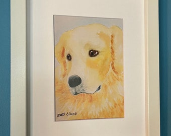 Golden Retriever Wall Art, Golden Retriever Lover, Golden Retriever Painting, Dog Art, Dog Lover, Pet Portrait, Watercolor Print of Dog