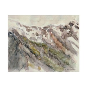 Glacier Bay Alaska Watercolor Mountain Landscape Art Print