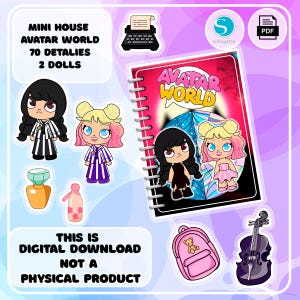 Modello fai da te per casa delle bambole di carta Avatar del mondo - Set di carta stampabile per bambini, attività creative pratiche per bambini, download digitale, regali per bambini