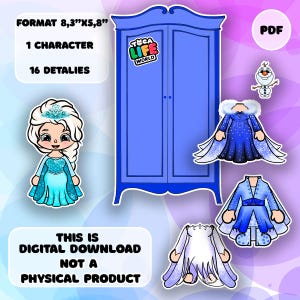 Toca boca bambola di carta stampa vestiti bambola libro silenzioso Gioco di ruolo fai da te bambola di carta regalo per bambini, download digitale, giochi Montessori