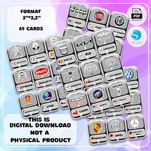 Kartenvorlage - Automarken, digitaler Download, Kindergeschenke