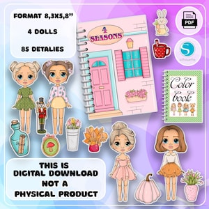 Modello di casa delle bambole di carta Blythe fai da te - Kit di carta stampabile per bambini, attività pratiche creative per bambini, download digitale, regali per bambini