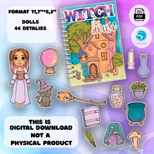 libro occupato, casa della strega, regalo fatto a mano, download digitale, stampabile, regalo per bambini, attività per bambini, Montessori