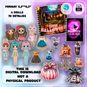 Libro occupato, Blythe Dolls Halloween Paper House, Regalo fatto a mano, Download digitale, Stampabile, Regalo per bambini, Attività per bambini, Montessori