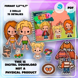 Modello fai da te per casa delle bambole di carta Toca Boca - Set di carta stampabile per bambini, attività creative pratiche per bambini, download digitale, regali per bambini