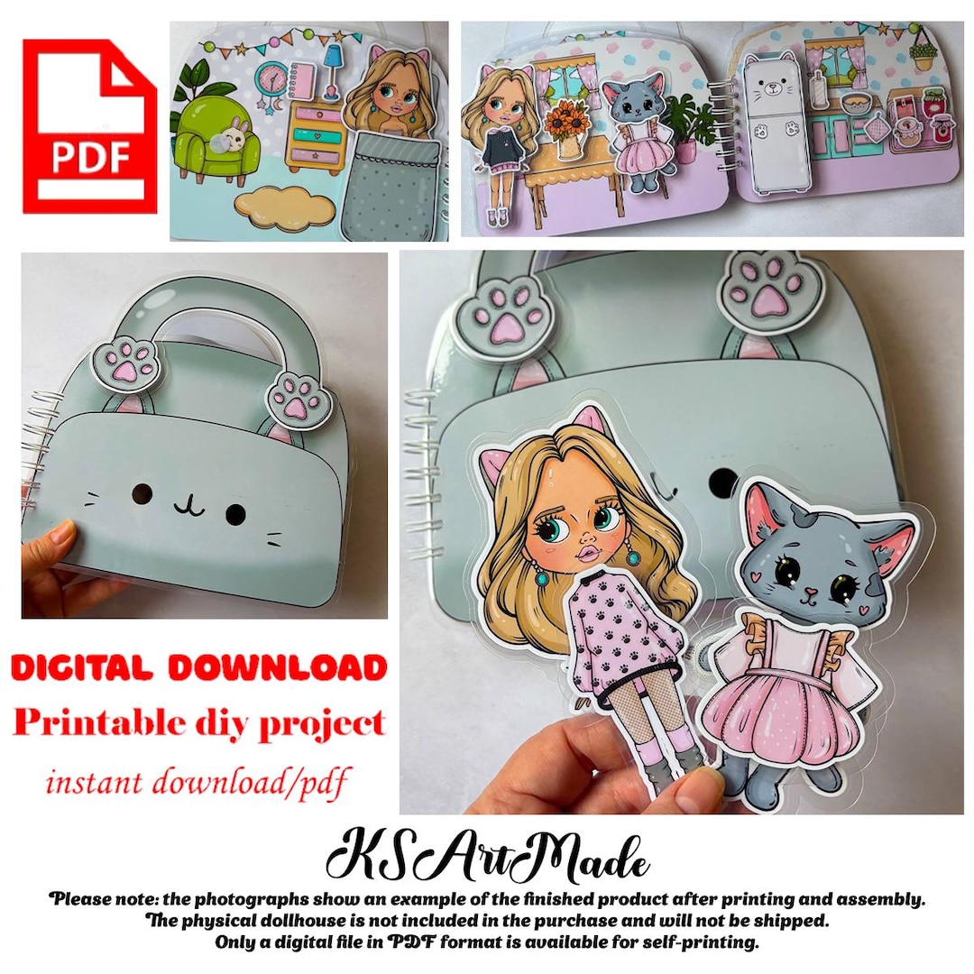 DIY Cat & House Paper Toy - Printable PDF Craft Kit for Kids 5-10 Years ...