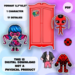 Toca boca bambola di carta stampa vestiti bambola libro silenzioso Gioco di ruolo fai da te bambola di carta regalo per bambini, download digitale, giochi Montessori