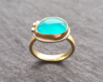 Amazonite 14k Gold and Sterling silver Ring