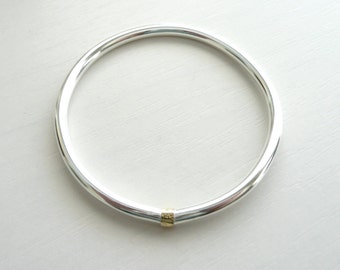 Sterling Silver and 14k gold Minimalist Bangle by Stilosissima - California