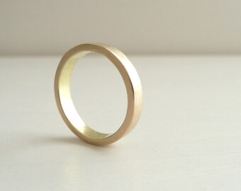 Wedding Band, Minimalist, 3mm x 1.5 mm, 14K solid Gold Wedding Band, 14 k solid Gold Ring, Satin Finish Wedding Band, Anniversary Ring