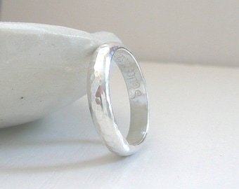 Bague dôme martelée en argent sterling par Stilosissima - bague en argent sterling, alliance en argent sterling, bague en argent sterling unie