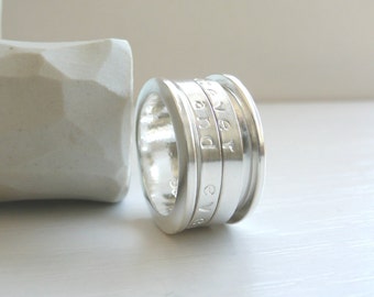 The Poem Ring - personalized spinner ring with your words of choice - Sterling Silver Spinner Ring -Anxiety Ring, Worry Ring