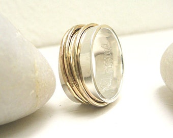 Sterling Silber und 14k Gold Spinner Ring